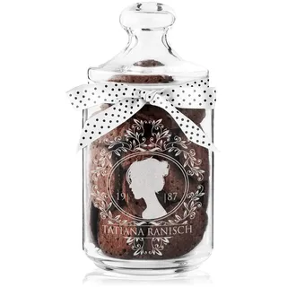 Maverton Keksglas mit Gravur - Glasbehälter mit Deckel - Bonbonglas mit eleganter Schleife - Vorratsglas personalisiert - Geschenk für Naschkatze & Hobbybäckerin Frauen - Profil