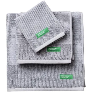 United Colors of Benetton. 3-teiliges Badetuch-Set (30 x 50 + 50 x 90 + 70 x 140 cm), 450 g/m2, 100% Baumwolle, Grau Casa (BE023)