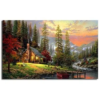 Leinwand Wand Kunst Druck Moderne Leinwand Malerei Bob Ross Gemälde Landschaften Kunst Poster Wandbild Druck Home Schlafzimmer Dekoration Ölgemälde Poster (Size : 50x70cm(No Frame))