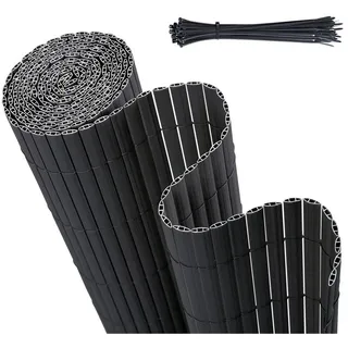 Sekey Sichtschutzmatte PVC Sichtschutzzaun Gartenzaun, Doppelte Verstärkung, Anthrazit / 1,0 x 3 m - Sekey