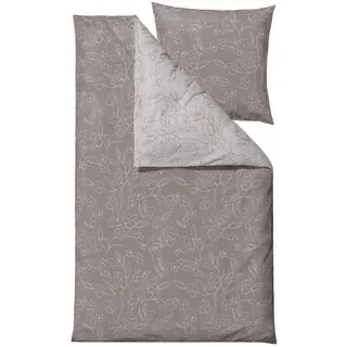 Södahl Bettgarnitur Blumen Baumwolle Satin Braun 135 x 200 cm + 80 x 80 cm