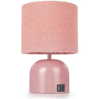 Rosa Nachttischlampe Touch Dimmbar mit USB A+C Moderne Tischlampe Led Lampen