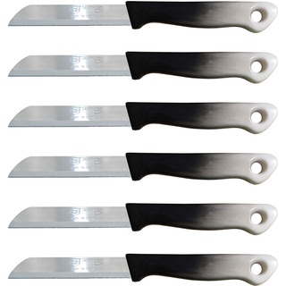 Solingen 6 Stück Bunte Set Messer Brötchenmesser Obstmesser Tomaten-Schälmesser (Schwarz-Weiß)