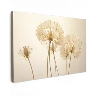 MuchoWow© Leinwand Bilder Moderne Wanddeko Wohnzimmer Aesthetic Room Decor | 90x60 cm - Deko Zimmer Wandbilder Modern Fotogeschenke Sonnenlicht - Löwenzahn - Blume - Weiß
