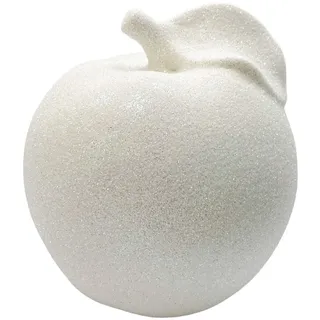 Deko-Figur Apfel, Keramik, glitzernd, 14 cm, Weiß