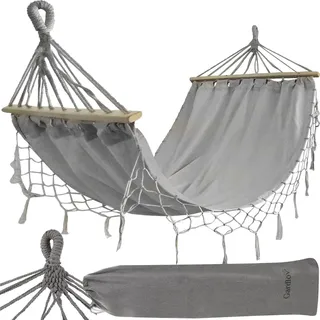 Gardlov Hängematte 200x150 cm bis 250 kg - Gartenhängematte für 2 Personen - Hängematte Outdoor auf der Terrasse und dem Balkon 25465 - Grau