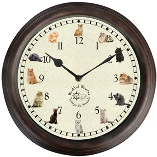 Esschert Design Uhr mit Katzengeräuschen