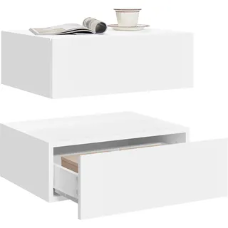 WOLTU 2er Set Nachttisch hängend,Wandregal mit Schublade, Nachtschrank Wandmontage, 40x30x14 cm,Nachtkästchen zum Einhängen,schwebende Nachtkommode, modern, weiß für Schlafzimmer Wohnzimmer, NTS24ws-2