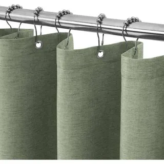 Duschvorhang Metallringe Leinen - Grün H182 x B122 cm (1er Pack)