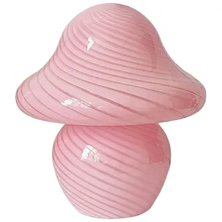 belupai Pilz-Tischlampe, modern, dimmbar, Nachttischlampe mit 3 Farbmodi, kleine Nachttisch-Schreibtischlampe, wiederaufladbar, für Schlafzimmerdekoration (gestreiftes Rosa)