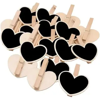 Sollbry - 30 Stück Mini-kreidetafel, Holzkreidetafel, Nachrichtentafel, Holzschilder, Mini-notiztafel Mit Clip, Schiefer-nachrichtenclip Für Nachrichtentafeln, Hochzeit, Abendessen, Party