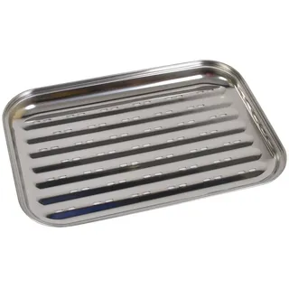 Buri BBQ-Grillschale aus Edelstahl 35x24cm Grillzubehör Pfanne Gemüseschale Grillkorb