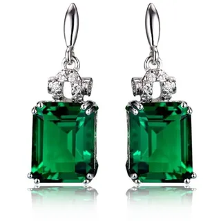 HCMA 925 Silber überzogene Synthetische Grüne Edelstein Ohrringe Nachahmung Turmalin Ohrringe Schmuck Geschenk