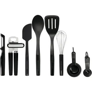 KitchenAid 15er Set Küchenutensilien, Hitzeresistent, Spülmaschinenfest, 15 Kochutensilien – Schwarz