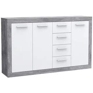 Newroom Kommode Betonoptik Lichtgrau 152 cm, Kommode Betonoptik Lichtgrau Modern Sideboard Highboard Wohnzimmer grau
