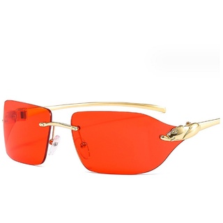 Juoungle Sonnenbrille Retro Mode Rahmenlose Sonnenbrille für Damen Herren rot