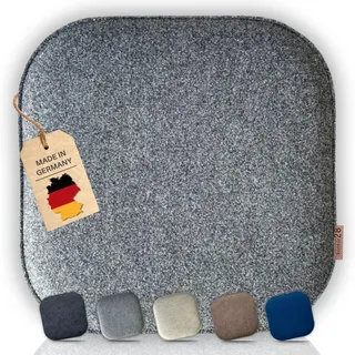 kontor28® - Sitzkissen Filz handgefertigt Made IN Germany | Sitzkissen Stuhl 37,5 x 37,5 cm aus rPET-Filz weiche und robuste Polsterung | Sitzauflage Stuhl für In- und Outdoor | grau 1er-Set