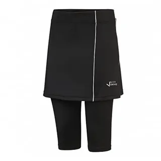 Black Crevice Damen Fitnesshose mit Rock I Sport Leggins mit Rock aus 92% PES & 8% Spandex I figurbetonte Hose mit Rock I Leggings mit Tennisrock für Sport, Wandern UVM I Leggingsrock - 44