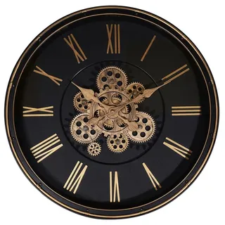 Hermann Jäckle Wanduhr Skelett 3099B 50,5 cm Industrial schwarz roségold bewegliche Zahnräder