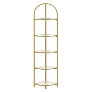 Vasagle Bücherregal LGT810A01, gold, Eckregal, Metall / Glas, 5 Ebenen, 28 x 158 x 28cm