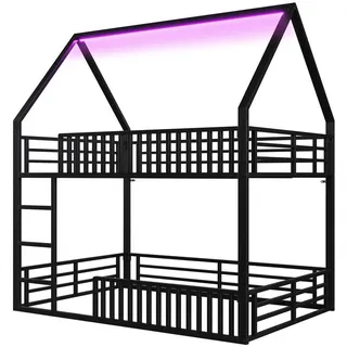 Luhomfu Haus, Schwarz, Metall, 140x200 cm, Kinder- & Jugendzimmer, Kindermöbel, Kinderbetten, Etagenbetten