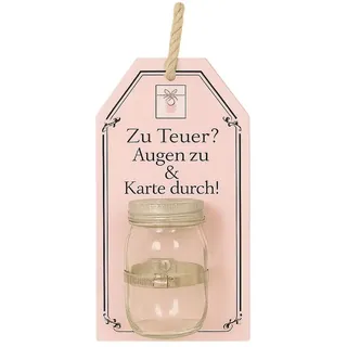 BOLTZE Spardose Boltze Sparglas mit Spruch – lustige Spardose zum Aufhängen rosa