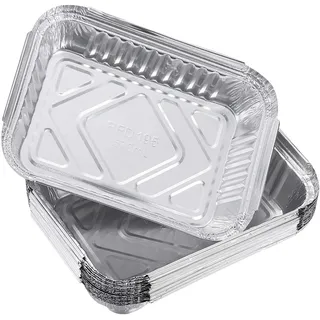 DOITOOL Grillschalen Aluminium, 60 StüCk Aluschalen Grillschale Alu Einweg für Schalen, Alu Tropfschalen für Gasgrill, Holzkohlegrill & Elektrogrill (19.5x14.4x8cm)
