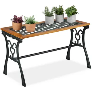 Relaxdays Gartentisch rechteckig 106 x 59 x 10,5 cm Braun/Schwarz