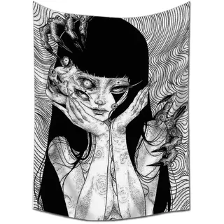 EWRITN Leinwand-Tomie Revenge Junji Ito, Wandteppich, hängende Wohnheim-Party-Hintergrunddekoration, Heimdekorationen für Wohnzimmer, Schlafzimmer (152,4 x 101,6 cm)