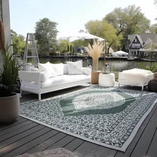 ELLE DECORATION "Meekly Wendeteppich", grün, B:200cm H:5mm L:290cm, Polypropylen, Teppiche, Teppich, Flachgewebe, In-& Outdoor, Modern, beidseitig, Balkon, Wohnzimmer