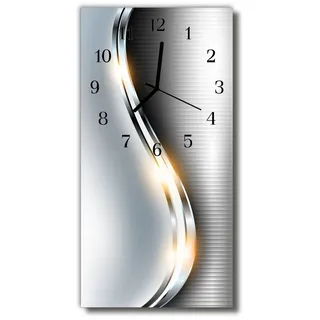 Tulup Wanduhr Silberne Welle Moderne Küche Stille Glasuhr 30 cm x 60 cm (Analog, Stille Uhr) schwarz