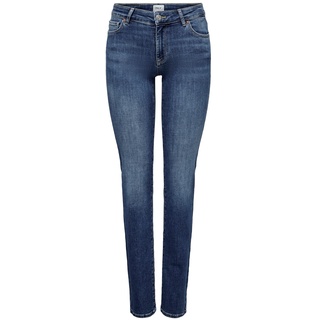 Only Damen Jeans ONLALICIA REG STRT DNM DOT879 Straight Fit Blau 15252212 Normaler Bund Reißverschluss W 29 L 30