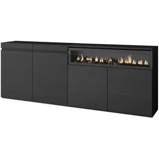 SKRAUT HOME Sideboard,, Schwarz, Holzwerkstoff, Rechteckig, 35x75x200 cm, Wohnzimmer, Kommoden - Sideboards, Sideboards