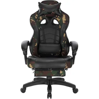 Gamingstuhl Schreibtischstuhl Bürostuhl Kopfstütze Lendenkissen Fußstütze Creme