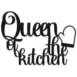 Queen of Kitchen Holz-Schriftzug zum Aufhängen, ideal für die Küche, Dekoration für Zuhause, Küche, Restaurants, Lokale, dekorative Holzschrift, handgefertigt Declea