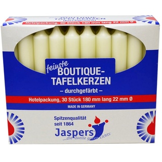 Jaspers Kerzen Tafelkerze Boutique-Kerzen Hotelpackung elfenbein 30er Pack durchgefärbt