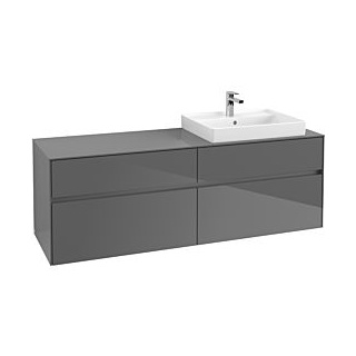 Waschbeckenunterschrank 160 x 55 cm Glossy Grey