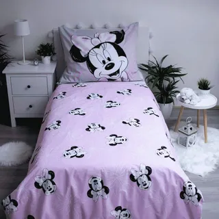 Disney Minnie Mouse Wendebettwäsche grau/rosa 140 x 200 cm + 70 x 90 cm