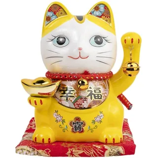 lachineuse – Glückskatze – Japanische Maneki Neko - Gelb | Japanische Katzen-Spardose – Maneki-Neko-Glücksbringer-Figuren – Japanische asiatische Deko-Idee – Glück, Reichtum, Wohlstand
