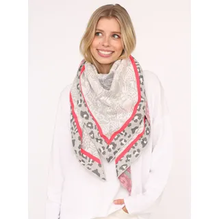 Zwillingsherz Modetuch "Dreieckstuch BW "Angry Leo", Damen, orange (grau koralle), Strick, Obermaterial: 50% Baumwolle, 50% Polyacryl, mehrfarbig, Modetücher, mit Leo-Kopf und auffälligem Leo Muster