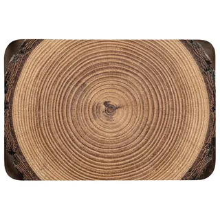 OnlyWow Badematte Baumstamm - Holz - Braun, Höhe 10 mm, Polyester, Rechteckig, Badezimmerteppich, Badteppich, Rutschfest, Badvorleger, Waschbar braun Rechteckig | 90 cm x 60 cm x 10 mm
