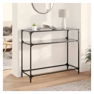 vidaXL Konsolentisch mit Glasplatte 98x35x81 cm schwarz