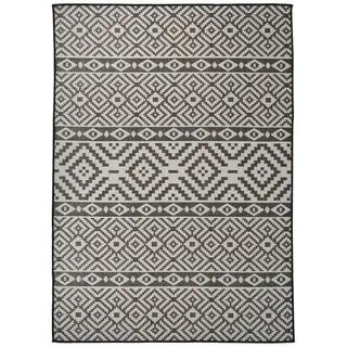 vidaXL Outdoor-Teppich 120 x 170 cm schwarz gestreift