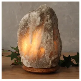 Wagner Life Design Salzkristall-Tischlampe Rock, Leuchtmittel wechselbar, Warmweiß, Handgefertigt - jeder Stein ein Unikat, H: ca.18 cm, ca. 2-3kg grau