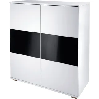 Priess Hochkommode 82 x 103 x 38 cm Schwarz / Weiß