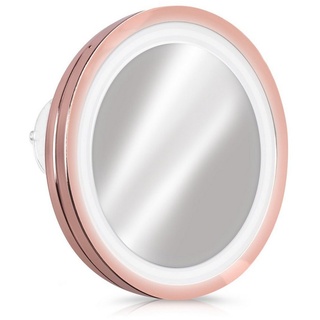 Navaris Kosmetikspiegel Vergrößerungsspiegel LED Beleuchtung Saugnapf - 5-fach Vergrößerung (1-St) braun