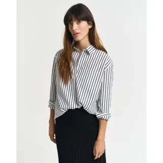 Gant für Damen. 4300239 Relaxed Fit klassisch marineblau gestreiftes Popeline-Hemd (40), Lässig, Baumwolle, Langarm