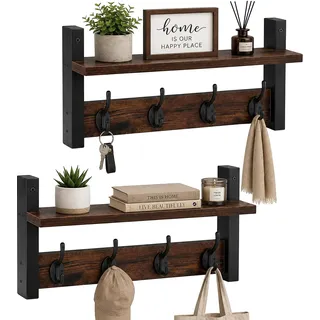 Relaxdays Wandgarderobe 2er Set Braun