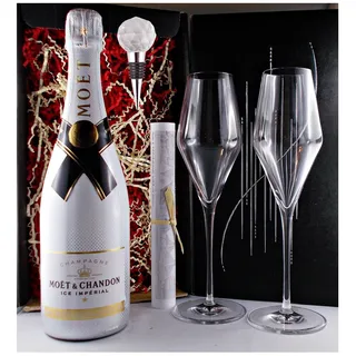 Moet & Chandon Ice  Champagner + Flaschenverschluß Crystal + 2 Gläser Geschenk