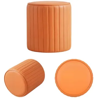 Rutaqian Sitzhocker Kürbis Sitzhocker mit Holzrahmen, gepolsterter Designhocker (Gepolsterter Hocker mit Holzrahmen), Bequemer Wohnhocker aus Schaumstoff, sofort einsatzbereit orange